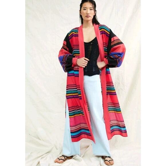 Anthropologie Conditions Apply Striped Cover-Up Kimono One Size Boho Beach M11 - Picture 1 of 7